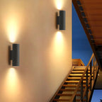 Ray Minimalist Cylindrical Double-headed Cement Outdoor Wall Lamp, Black/White