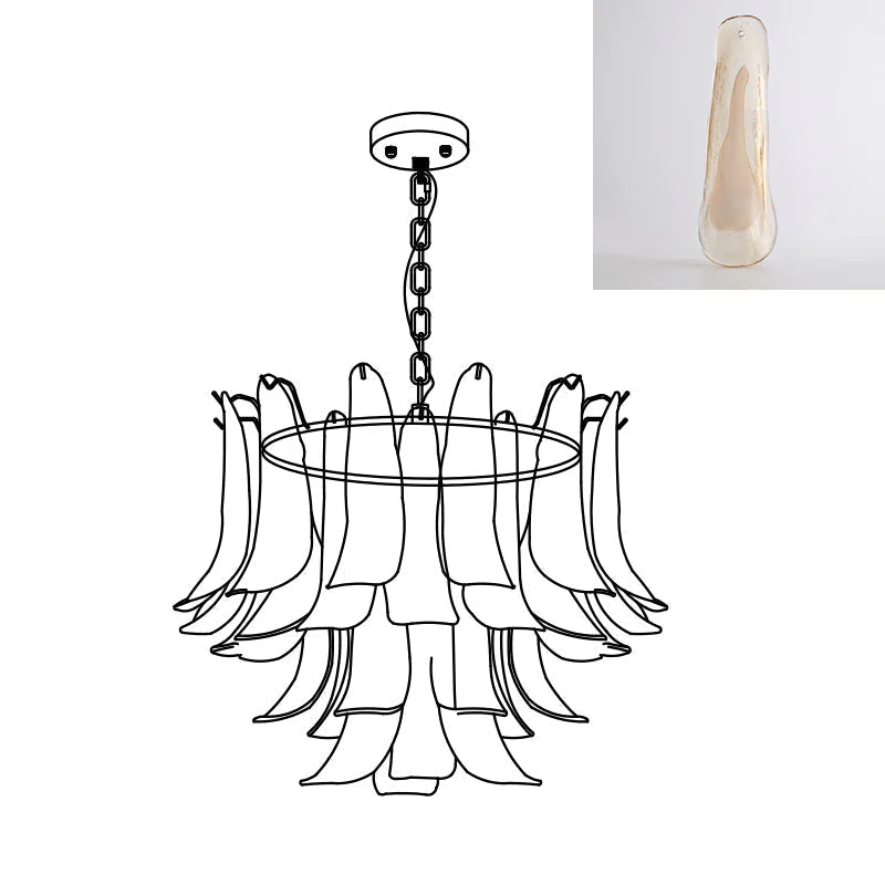 Aurora Chandelier Murano Glass Leaf Golden