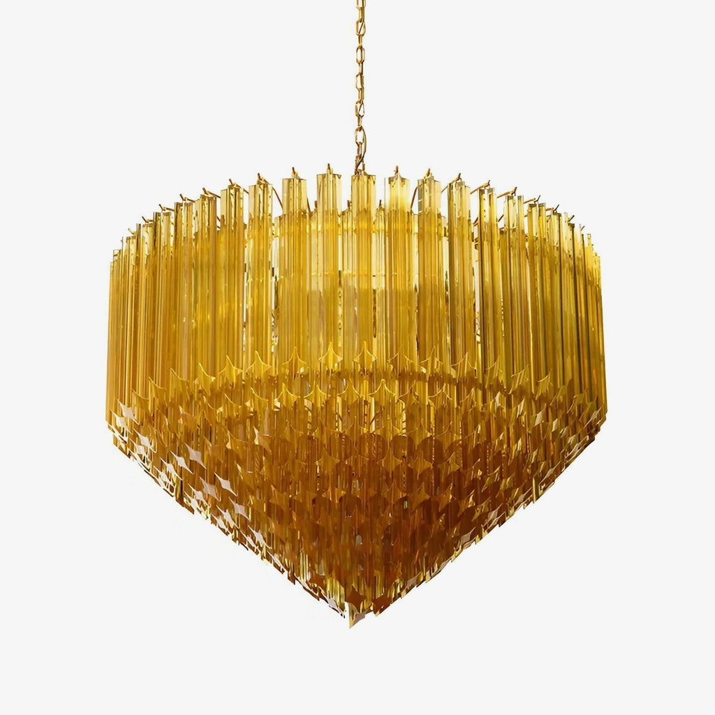 Aurora Chandelier Amber Murano Glass Prism Grand Art
