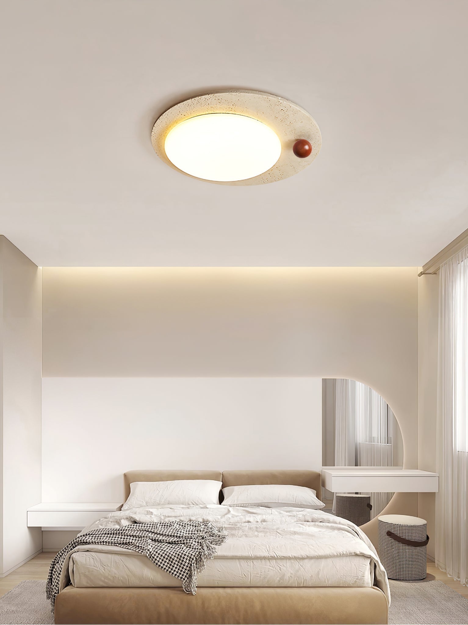Circular Travertine  Ceiling Light