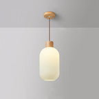 Muto Modern Wood/Glass Pendant Light, White