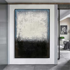 Minimalist Indigo Edge Abstract Oil Painting