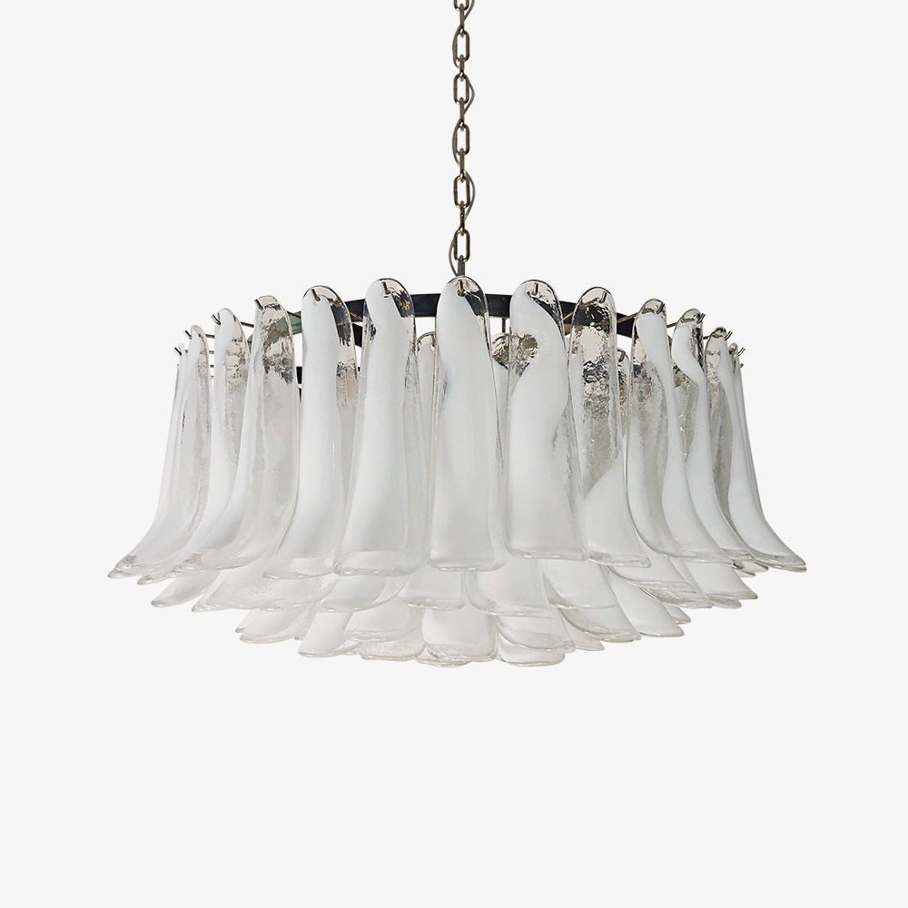 Aurora Chandelier White Murano Glass Petal D78cm