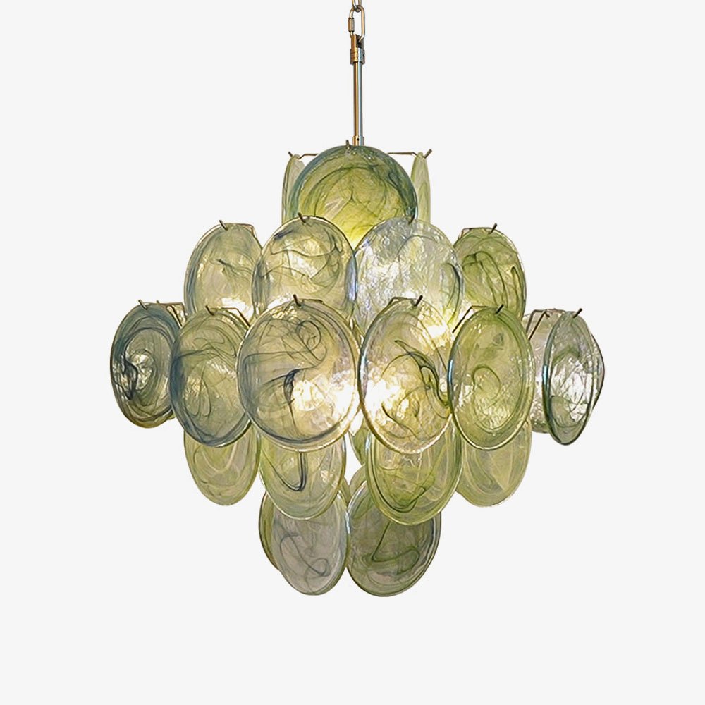 Aurora Chandelier Green Murano Glass Disc Nature
