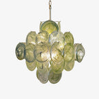 Aurora Chandelier Green Murano Glass Disc Nature