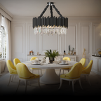 Kristy Industrial Cylindrical Crystal/Metal Chandeliers Black Living Room