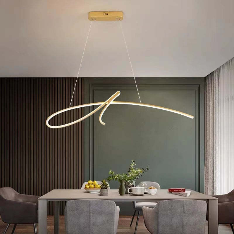 Arisha Pendant Light Irregular-curved Modern, Metal, Black/Gold, Restaurant