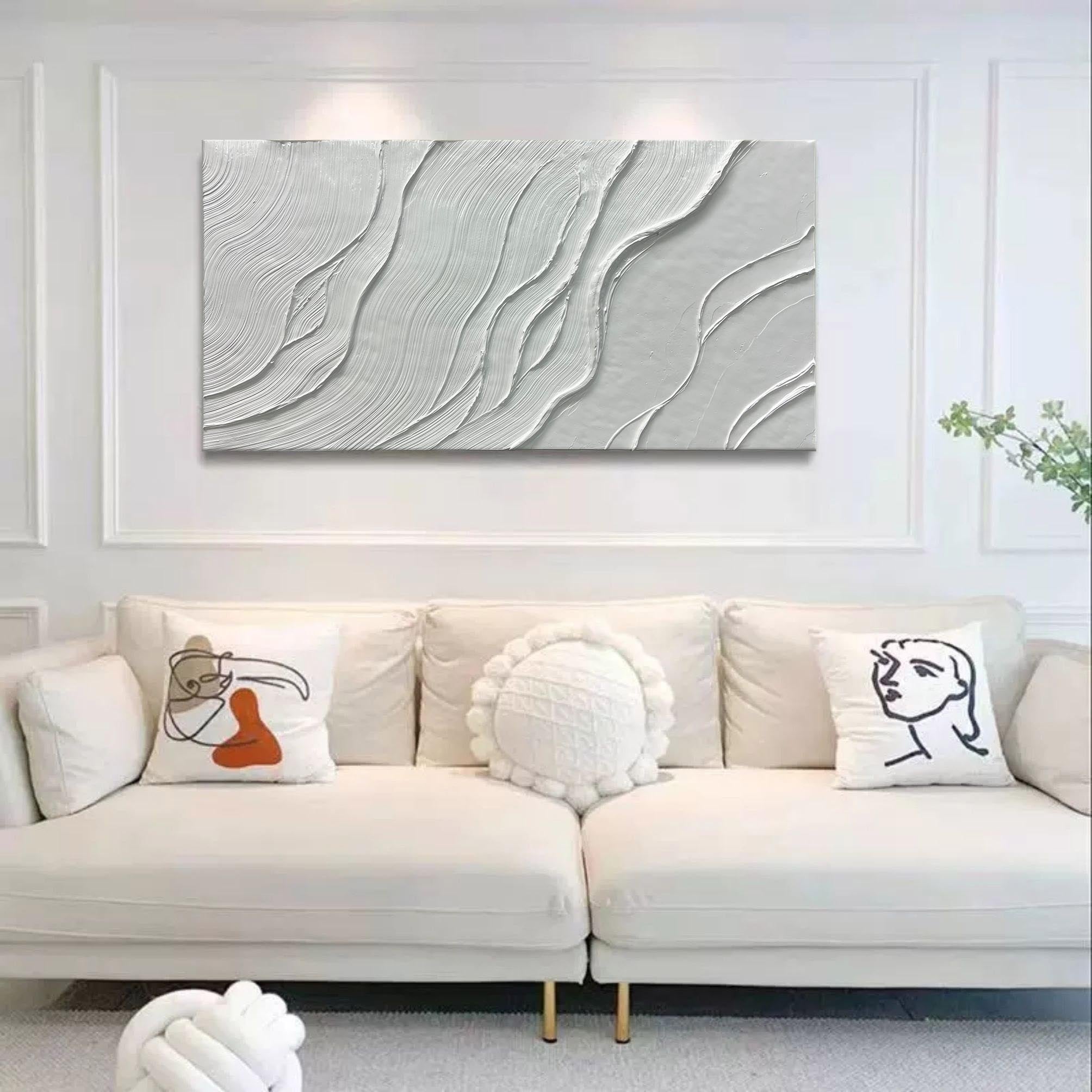Plaster White Wave Texture Panoramic Painting
