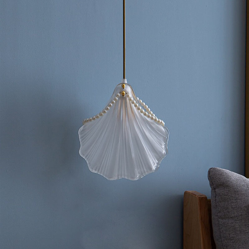 Kristy Art Deco Pearl Shell Metal/ Pendant Light, White