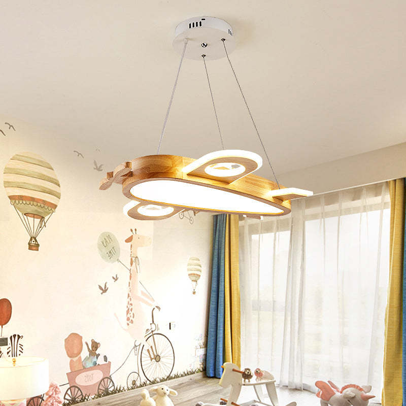 Arisha Modern Natural Creative DIY Children Airplane Shape Pendant Light ,Wood