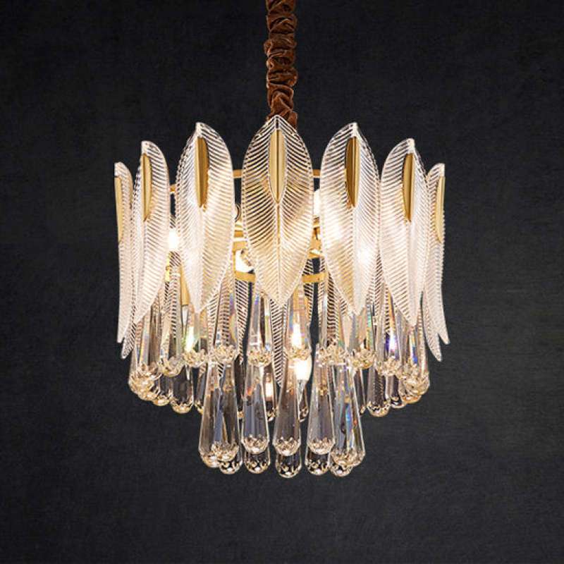 Arisha Luxury Feather Crystal Chandelier, Living Room