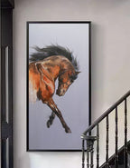 Chestnut Horse Dynamic Oil Painting