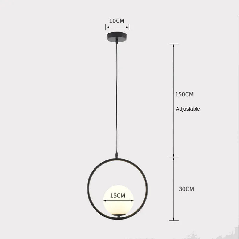 Arisha Modern Globe Metal/Glass Pendant Light, 3 Style