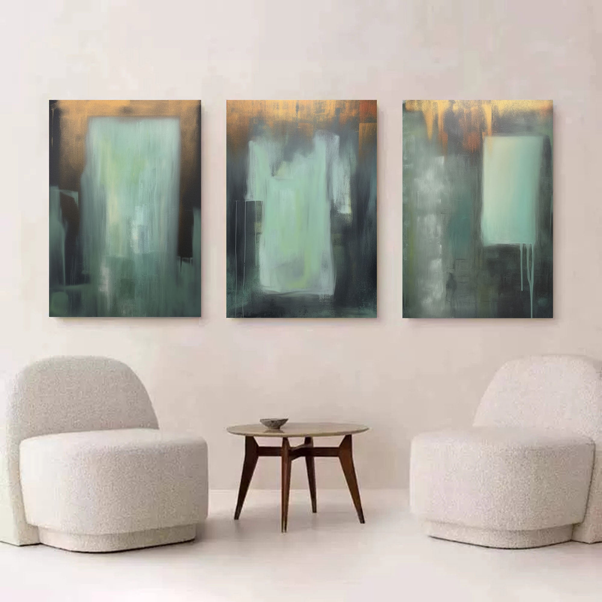Gold Abstract Triptych Oil Painting Set