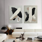 Abstract Neutral Organic Shape Diptych Wall Art