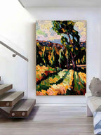 Impasto Painting Vibrant Countryside Scenery Painting