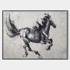 Monochrome Running Horse Oil Painting