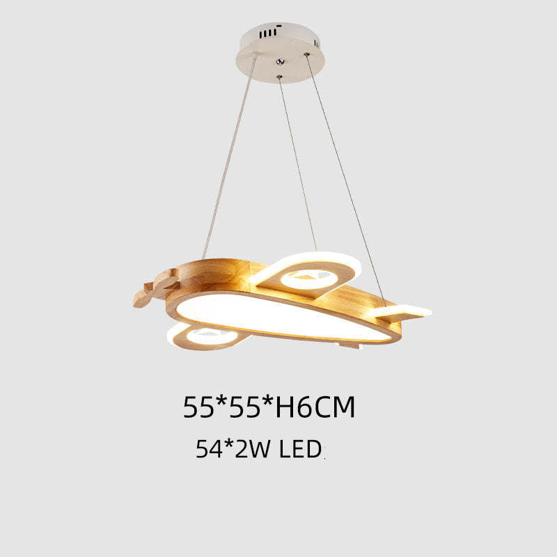 Arisha Modern Natural Creative DIY Children Airplane Shape Pendant Light ,Wood