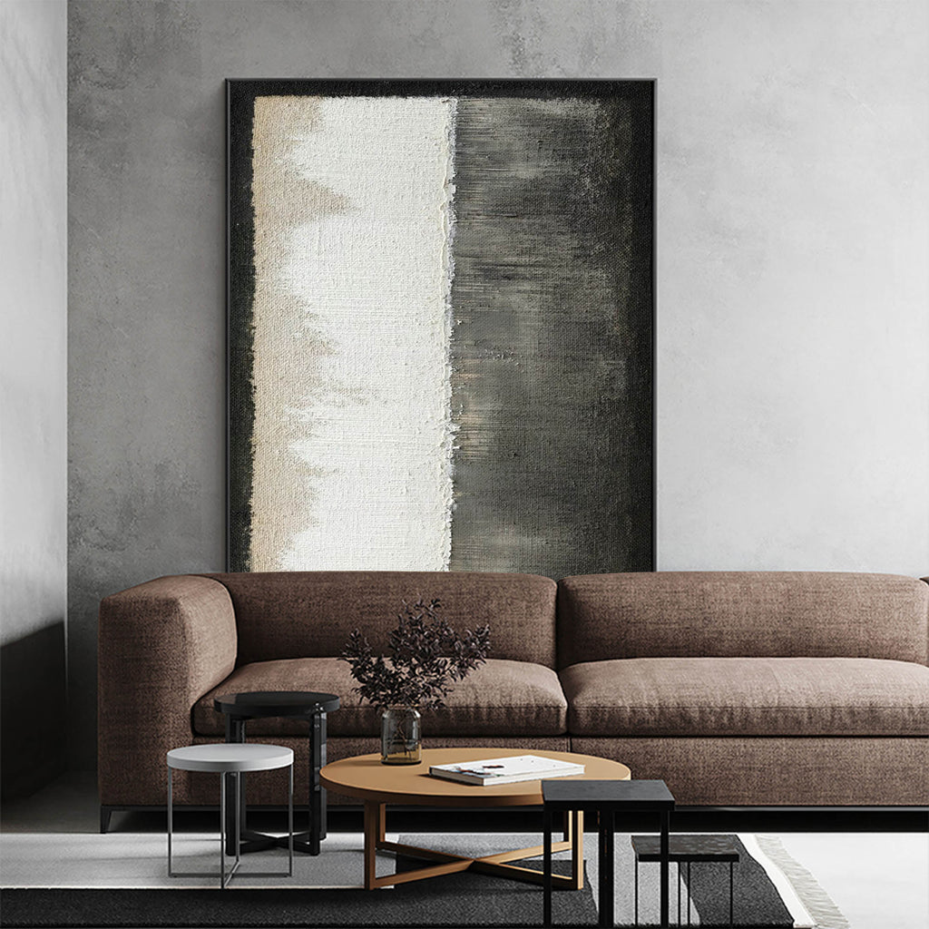 Monochrome Split Panel Abstract Painting