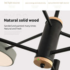 Arisha Pendant Light LED, Metal & Wood, Grey/White/Gold