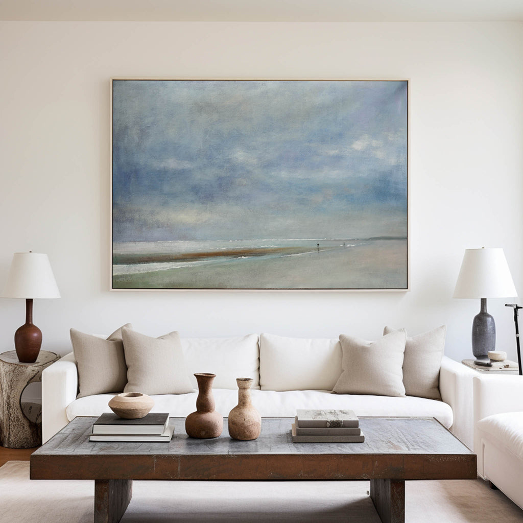 Misty Coastal Walk Abstract Painting Horizontal