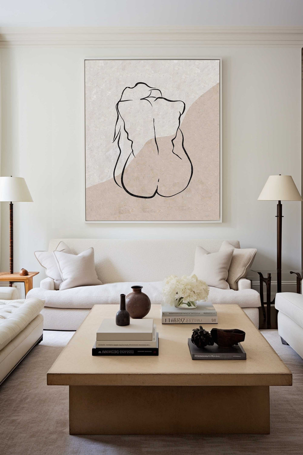 Minimalist Line Art Nude Silhouette Vertical