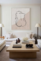 Minimalist Line Art Nude Silhouette Vertical