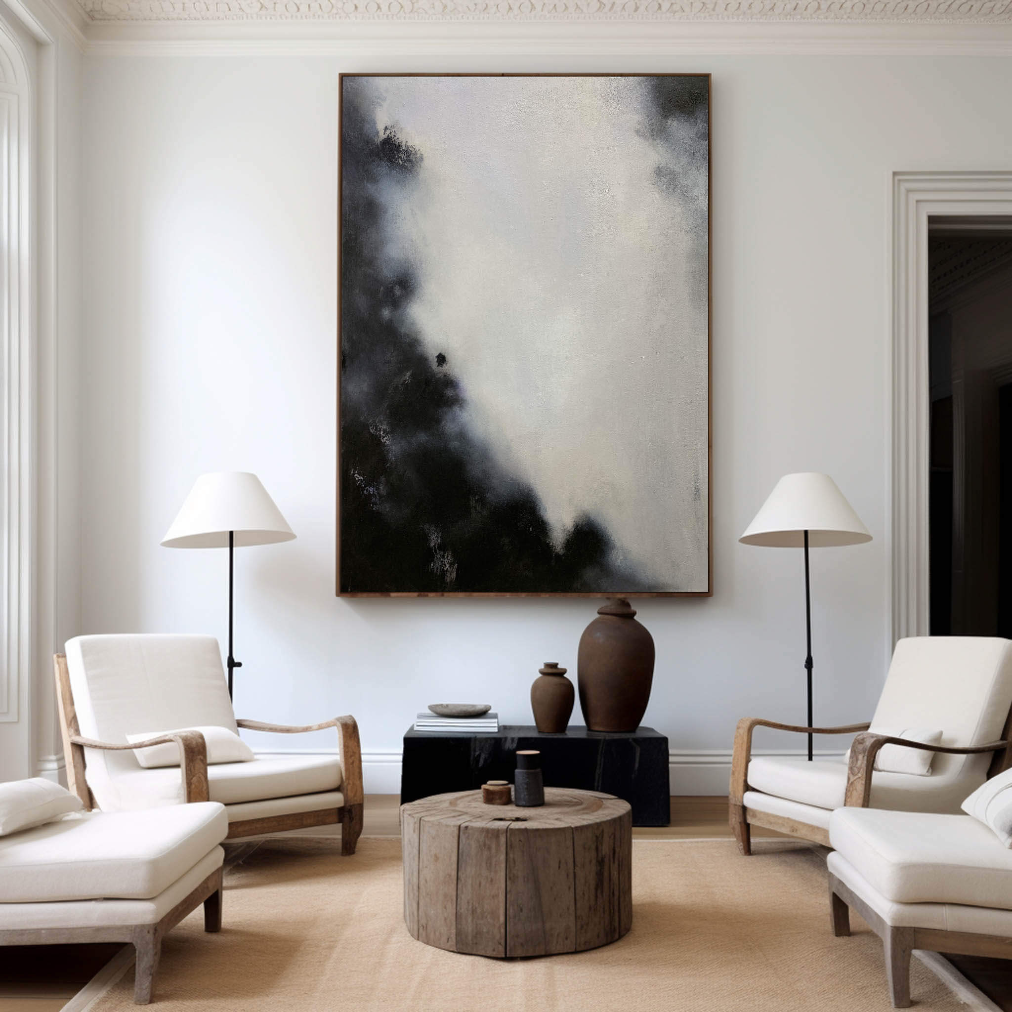 Monochrome Cloud Abstract Painting