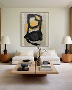 Luxury Gold & Black Abstract Oil Painting
