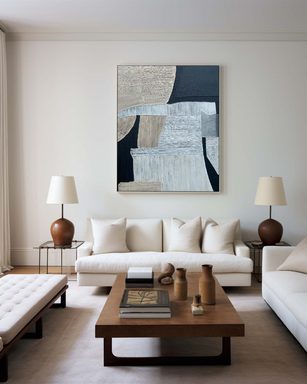 Textured Neutral Geometric Abstract Painting