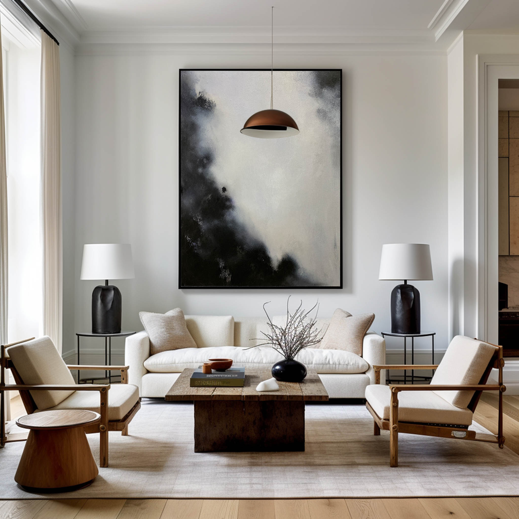 Monochrome Cloud Abstract Painting