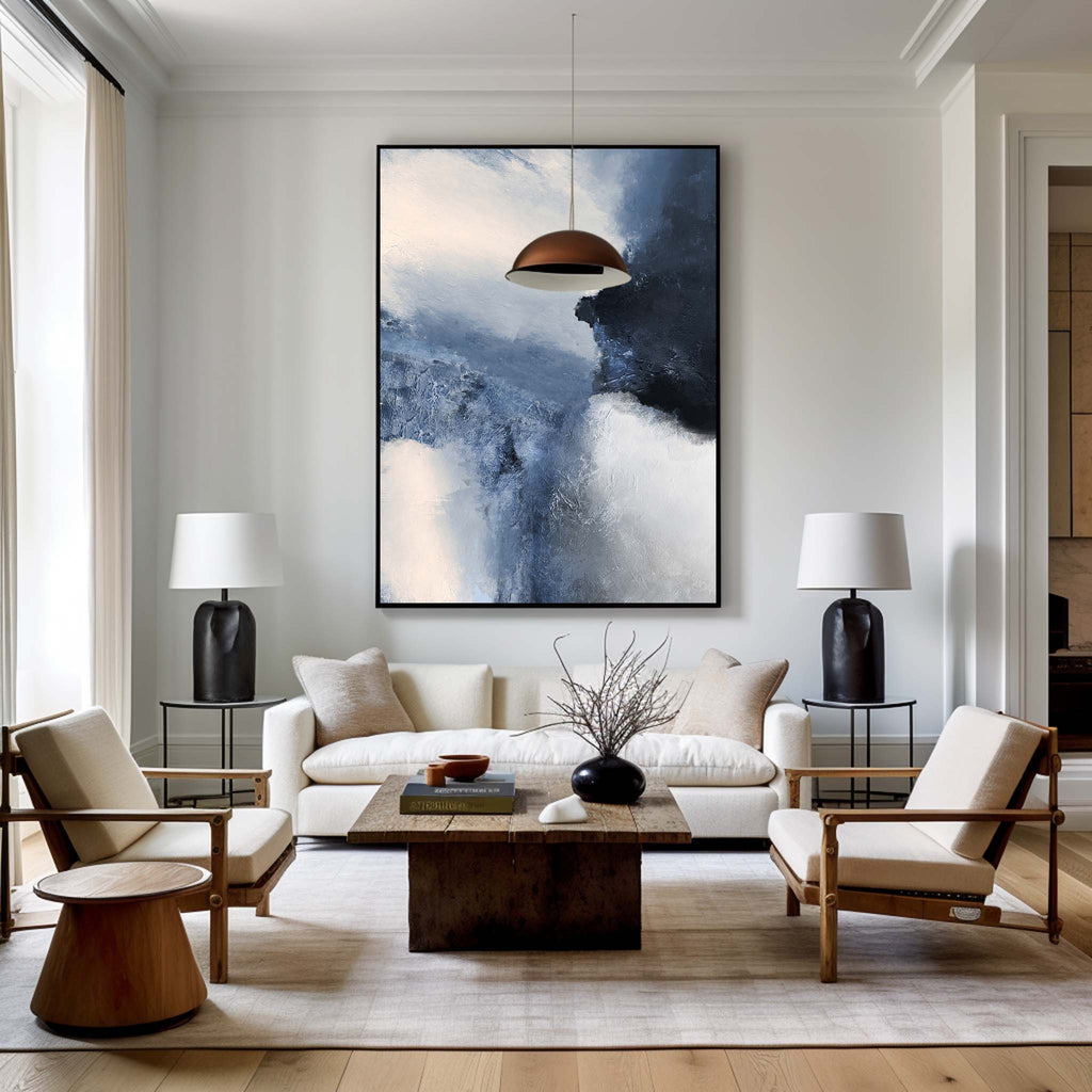 Blue White Cloud Oil Painting Hand Painted