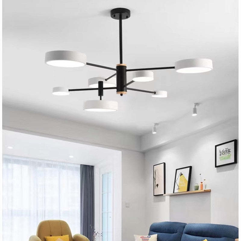Arisha Pendant Light LED, Metal & Wood, Grey/White/Gold