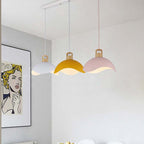 Valentina Colorful Shade Single Pendant Lights, Wood & Metal
