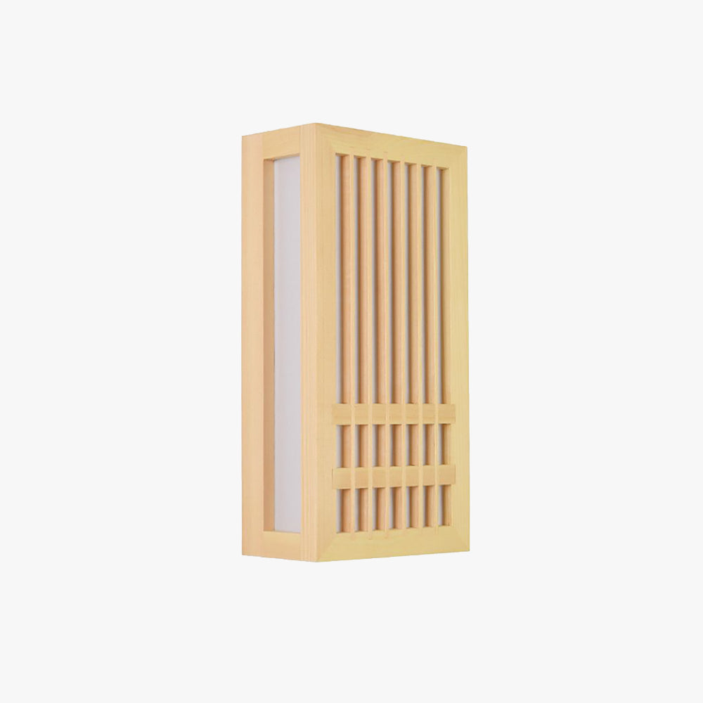 Muto Wall Lamp Rectangular Rustic, Wood/, Log Color, Bedroom