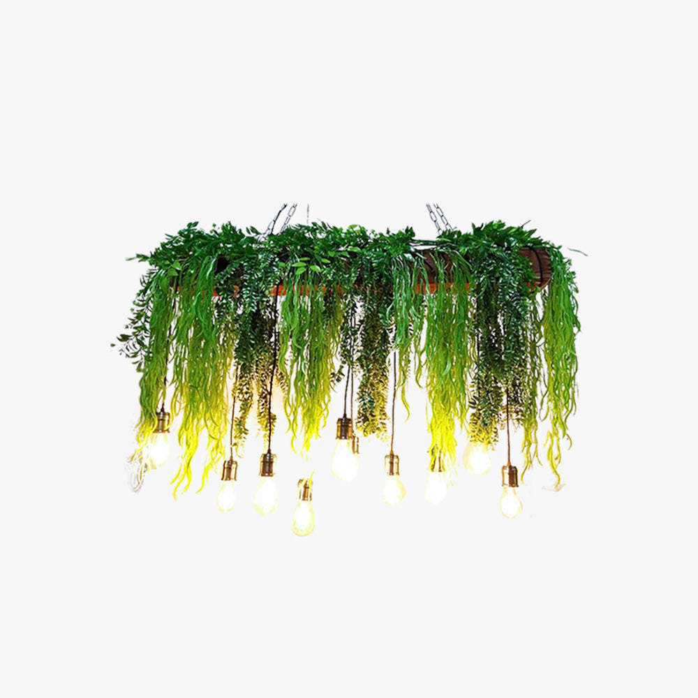 Ritta Natural Decorative Rectangular Plant Metal Pendant Light Green