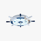 Aria Modern Rudder Metal Flush Mount Ceiling Light, White/Blue For Kids