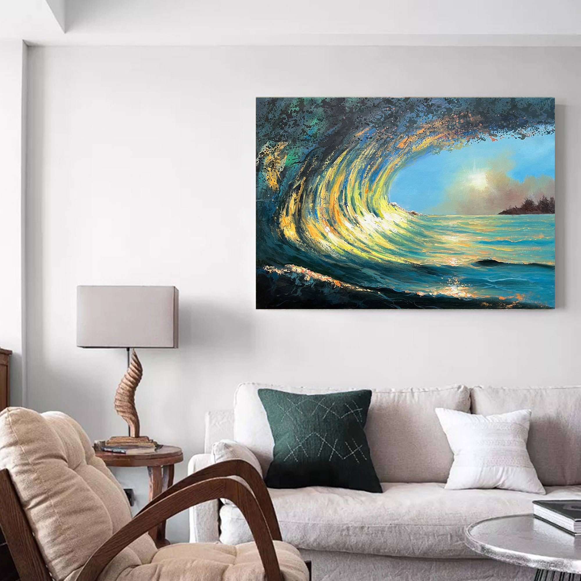 Luminous Wave Seascape Oil Painting Horizontal