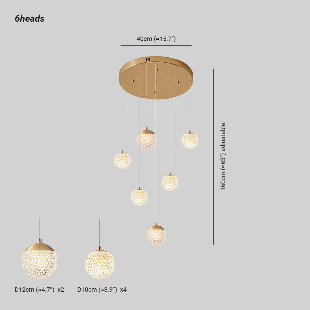 Arisha Multi Staircase Modern Art Deco Pendant Light, Gold