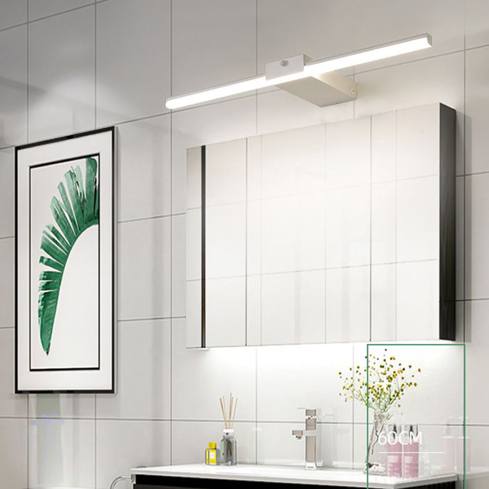 Arisha Minimalist Linear Metal Wall Lamp, Black/White, Bathroom