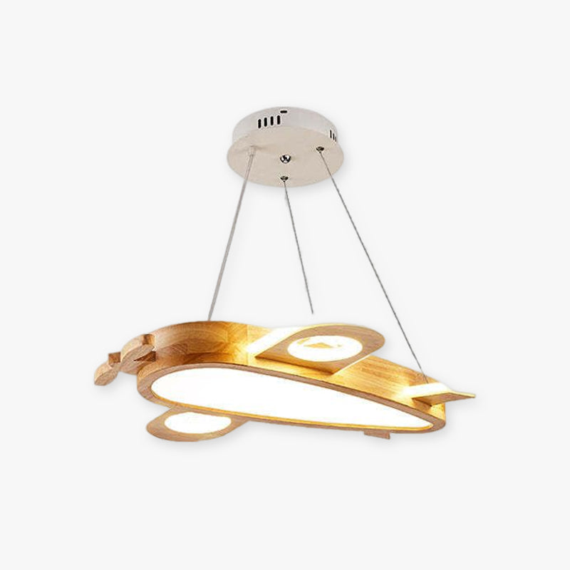 Arisha Modern Natural Creative DIY Children Airplane Shape Pendant Light ,Wood