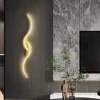 Lumor Modern Linear Wave Bedroom Wall Lamp, Black/Gold