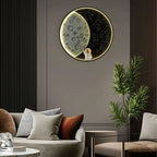 Aria Astronaut Round Moon Black Wall Lamp, Metal