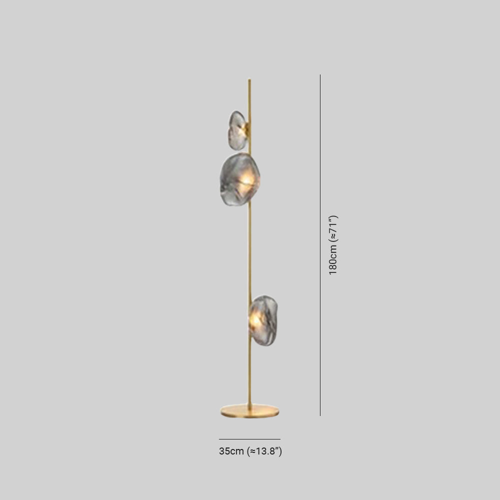 Byers Luxury Flower Metal/Glass Floor Lamp, Black/Gold/Grey