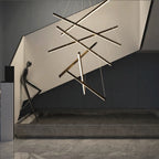 Arisha Minimalist Linear Metal Pendant Light, Living Room, Black