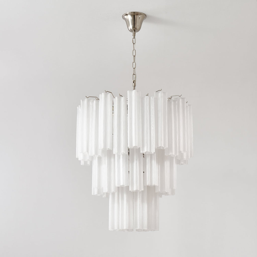 Aurora Chandelier Frosted Glass Tubes Layered Minimalist