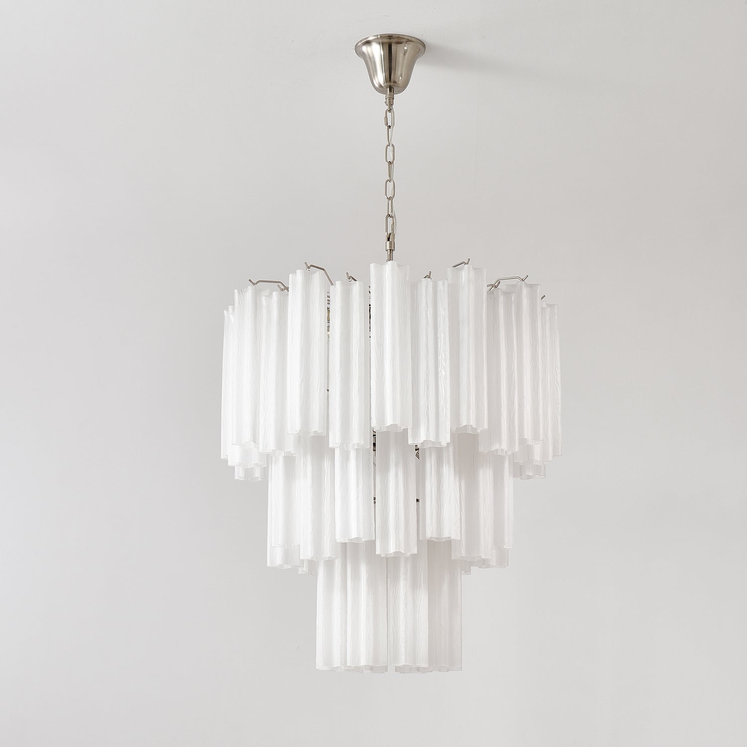 Aurora Chandelier Frosted Glass Tubes Layered Minimalist