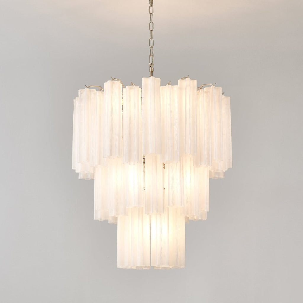 Aurora Chandelier Frosted Glass Tubes Layered Minimalist