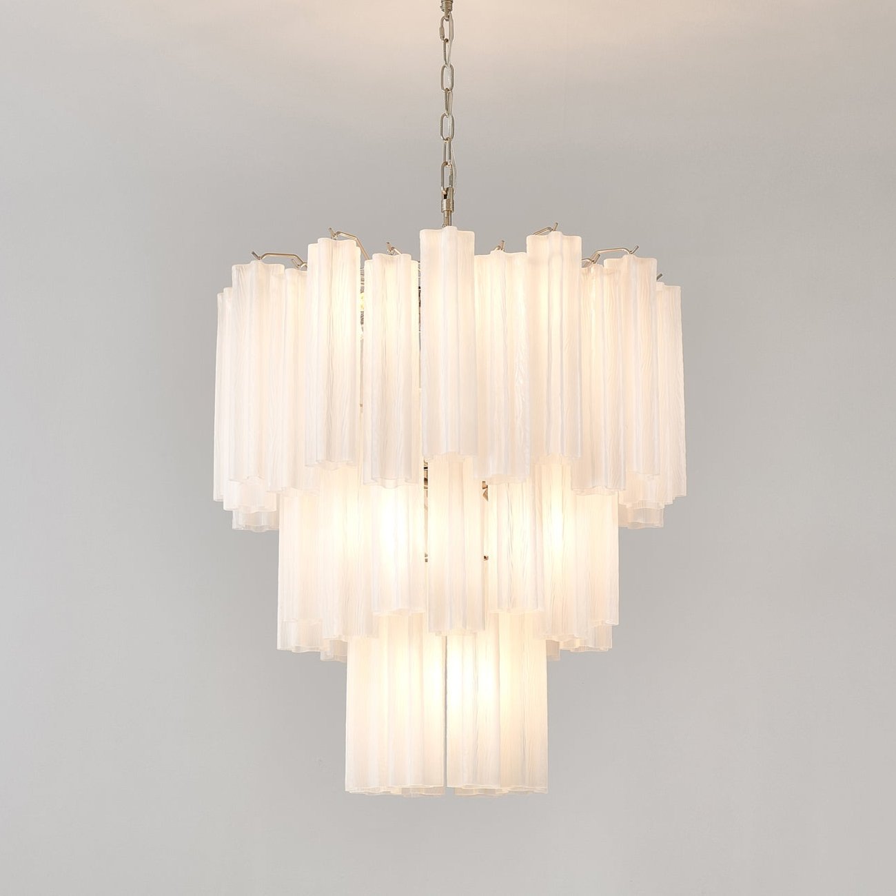 Aurora Chandelier Frosted Glass Tubes Layered Minimalist