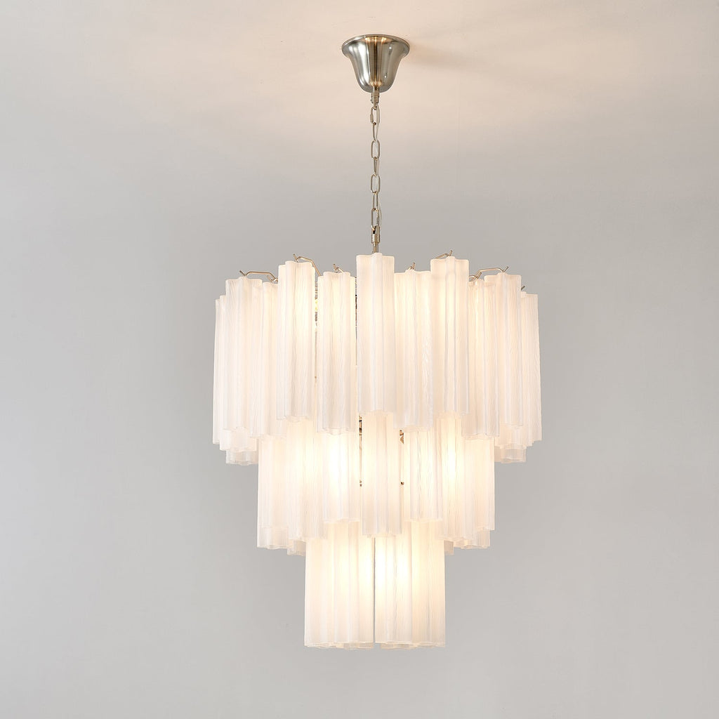 Aurora Chandelier Frosted Glass Tubes Layered Minimalist